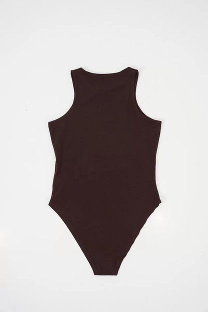 Kadın Halter Yaka Kahverengi Body