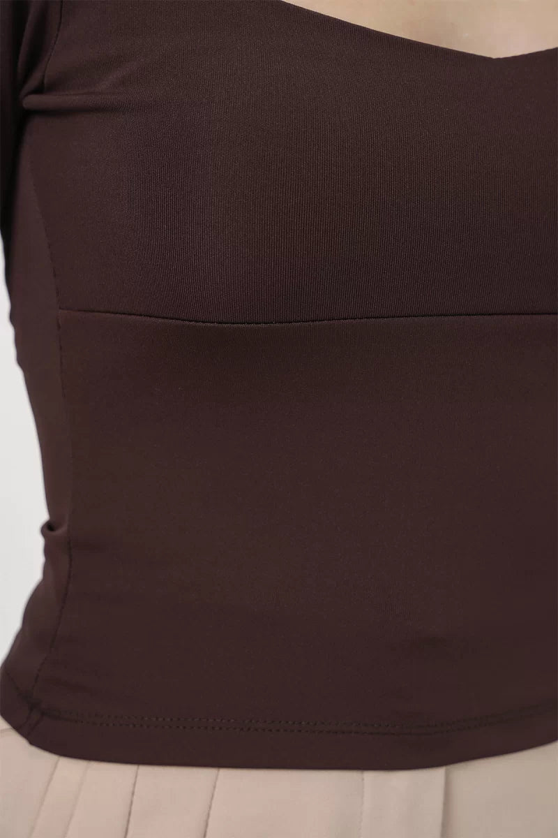 Kadın Kare Yaka Slim Fit Bluz