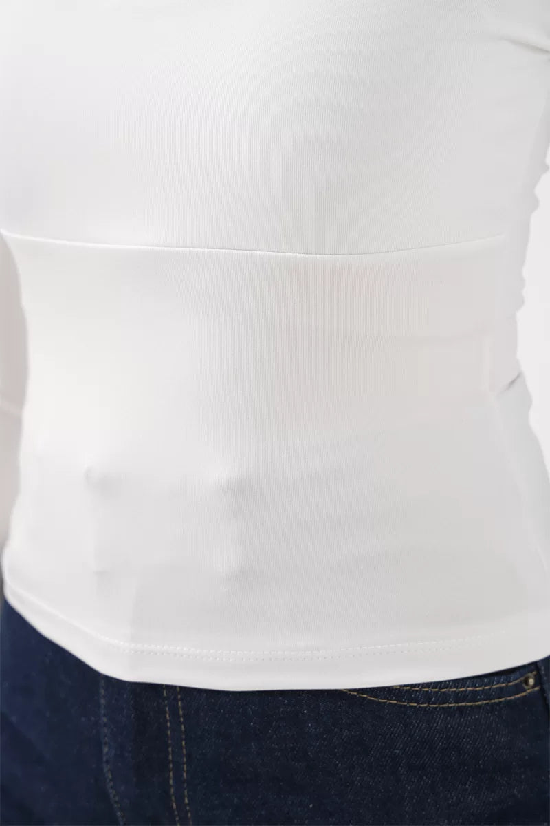 Kadın Kare Yaka Slim Fit Uzun Kol Bluz