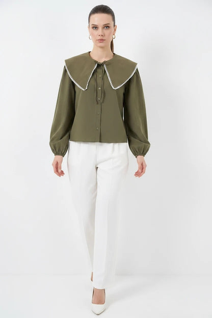 Kadın Bebe Yaka Fisto Detayı Pamuklu Gömlek